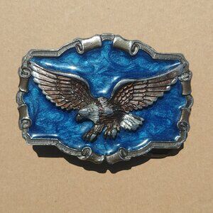 Vintage 1983 The Great American Buckle Company blue enamel eagle belt bu…